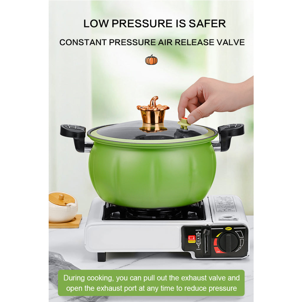 Panci Presto Bentuk Labu 3.5L 8L 3.5 Liter 8 Liter Anti Lengket Pressure Cooker Kedap Udara Teflon Ganggang / Totipotent Pot Kuali Masak Bulat Model Waluh Pumpkin / Tempat Memasak Pelunak Daging & Ayam Food Grade Hadiah Kado Pernikahan Pindahan Rumah