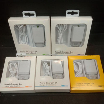 Travel Charger Micro USB Brand A82 2A untuk Android Oppo Vivo Xiaomi Realme Wall Charging Adapter Transfer Data Adaptor Casan Handphone Fast Charging 2.0A Kabel Bulat Cable Putih