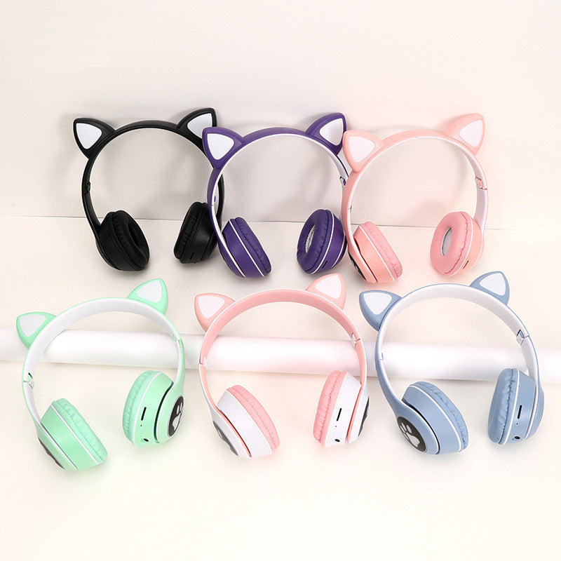 Headphone Bluetooth MZ-023 LED Telinga Kucing Headset Bando Wireless Portable Cute Cat Audio Stereo Super Bass Earphone Music Gaming