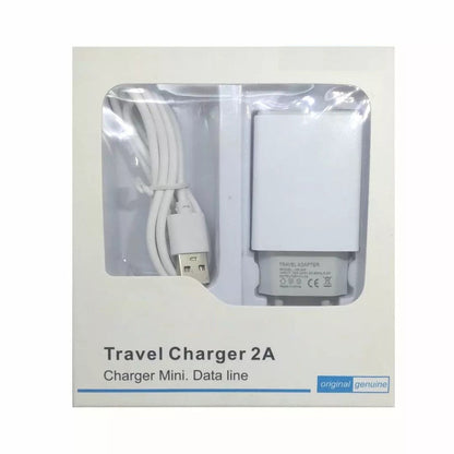 Travel Charger Micro USB Brand A82 2A untuk Android Oppo Vivo Xiaomi Realme Wall Charging Adapter Transfer Data Adaptor Casan Handphone Fast Charging 2.0A Kabel Bulat Cable Putih