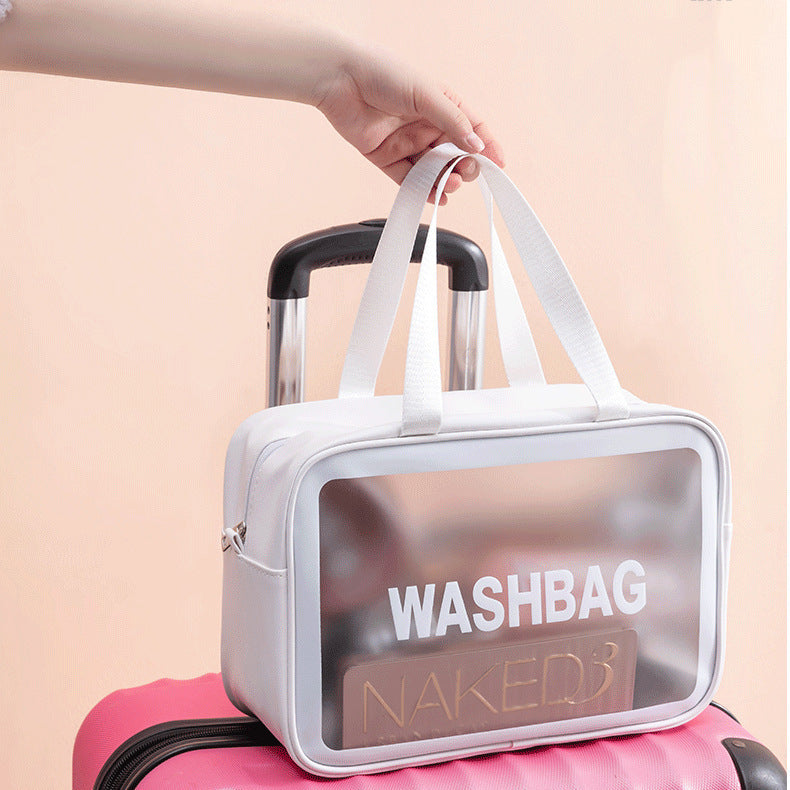 TAS WASHBAG WATERPROOF / Travel Bag Organizer Anti Air Tempat Kosmetik Alat Mandi Perlengkapan Make-up Peralatan Gadget Aksesoris Transparent Bening