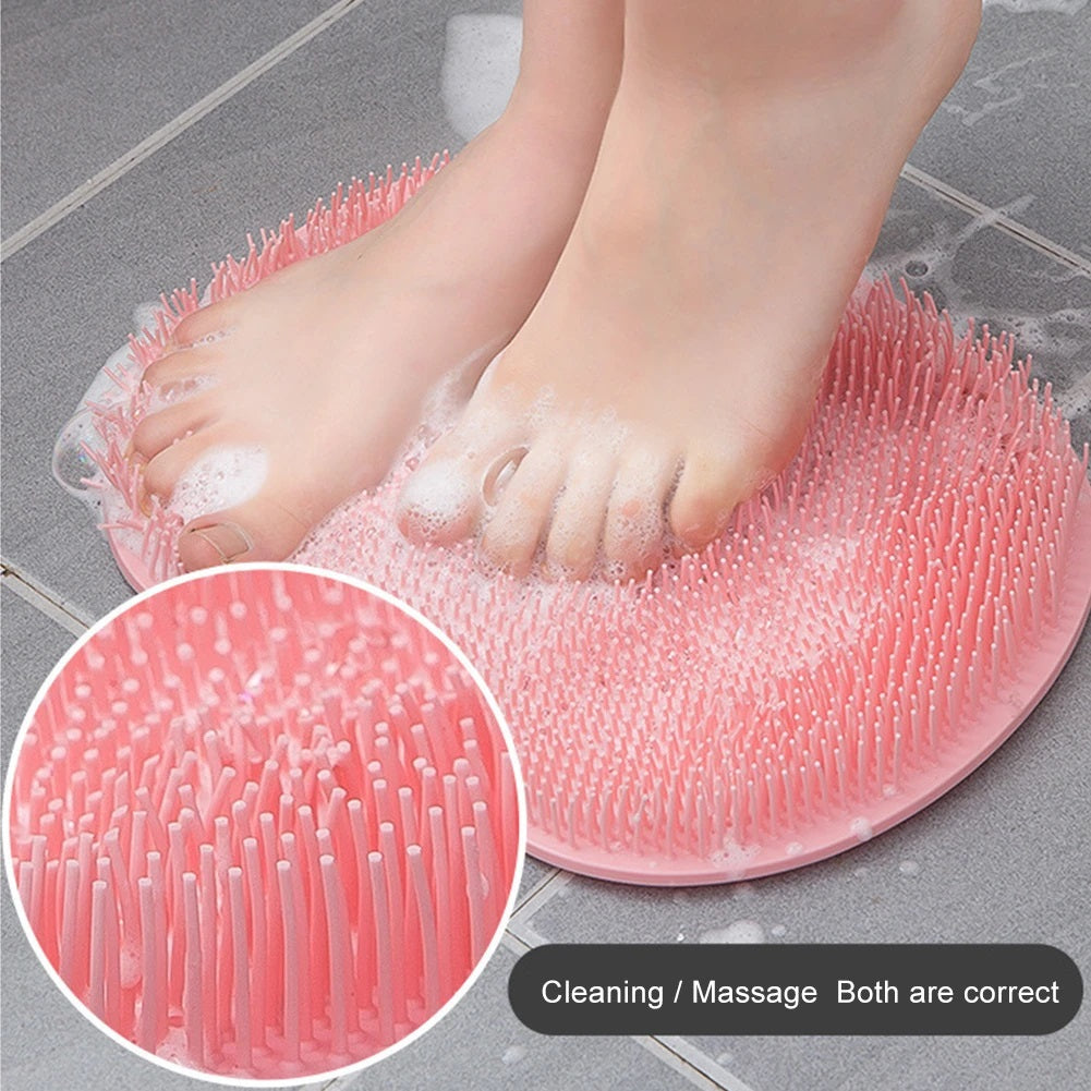 Sikat Pijat Kaki Badan Silicone Dengan Suction Cup / Alat Bantu Pembersih Penggosok Punggung Kaki Pad Mat Shower Massage Bathroom Spons Mandi Gosok Badan Penghilang Daki Kulit Mati Bahan Silikon Anti Slip