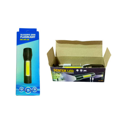 Senter Mini XPE COB LED Zoom Super Terang Swat Police Light Rechargeable / Lampu Pencahayaan Mini Untuk Camping Piknik Hiking