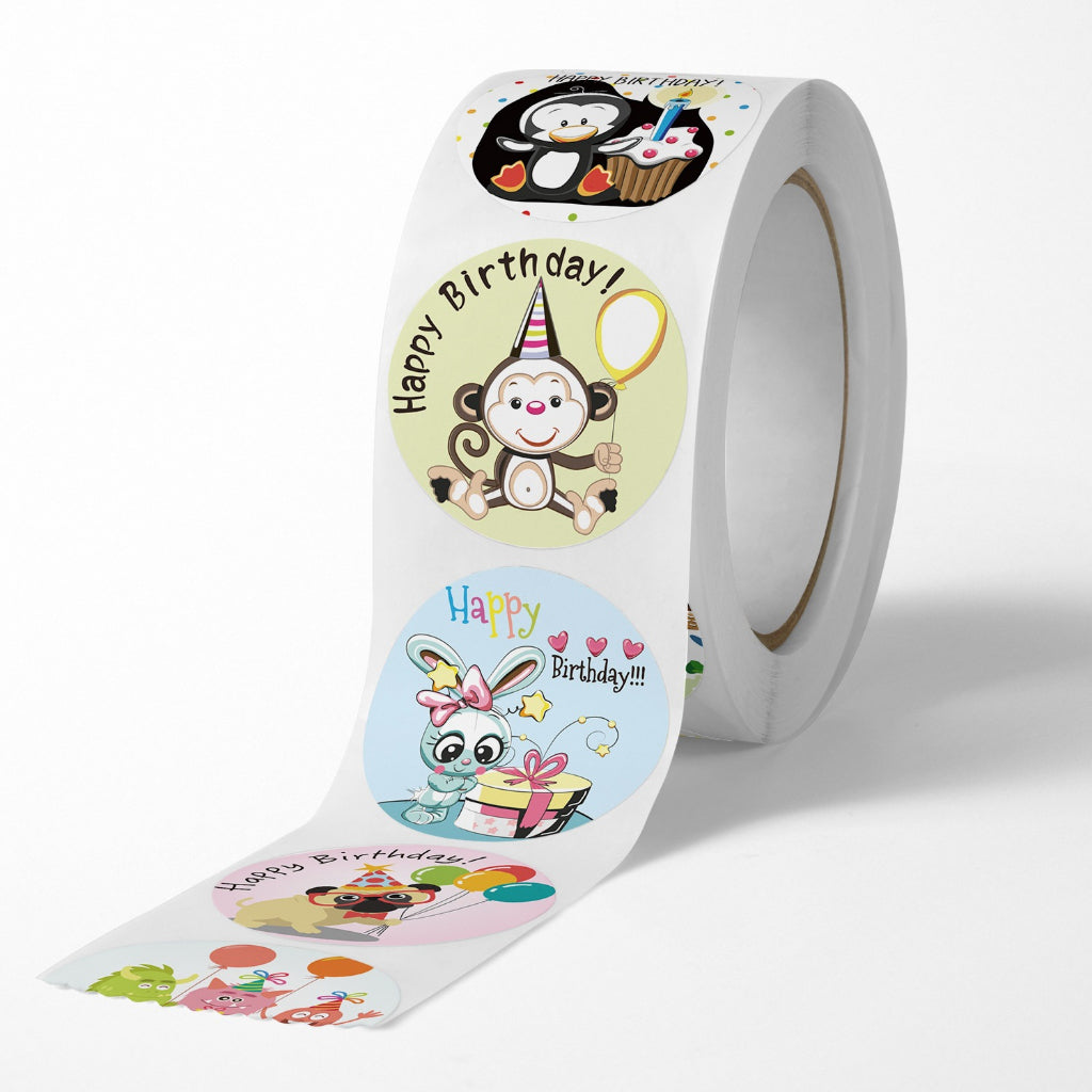 Sticker Roll 500pcs Tempelan Bulat Hiasan Botol Minum Toples Jar Kotak Makan Hias Buku Diary Scarpbook Stiker Bulat Karakter Aesthetic Motif Kartun Animal Gambar Lucu Mainan Hadiah Anak Sekolah Pacar Teman