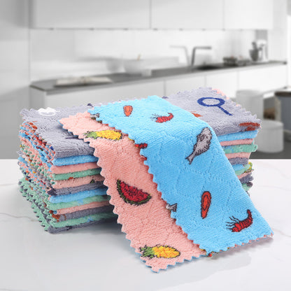 Kain Lap Dapur Motif Anti Minyak 26X23cm Microfiber / Lap Pembersih Kompor Meja Piring Gelas Dinding / Dish Towel Super Halus Dan Lembut Serap Air / Serbet Gambar Lucu Serbaguna