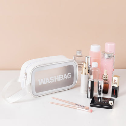 TAS WASHBAG WATERPROOF / Travel Bag Organizer Anti Air Tempat Kosmetik Alat Mandi Perlengkapan Make-up Peralatan Gadget Aksesoris Transparent Bening