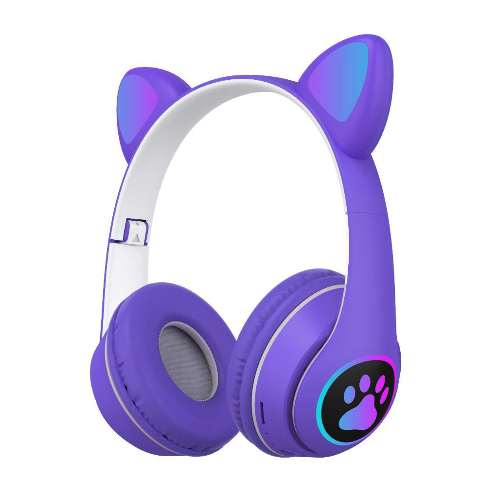 Headphone Bluetooth MZ-023 LED Telinga Kucing Headset Bando Wireless Portable Cute Cat Audio Stereo Super Bass Earphone Music Gaming