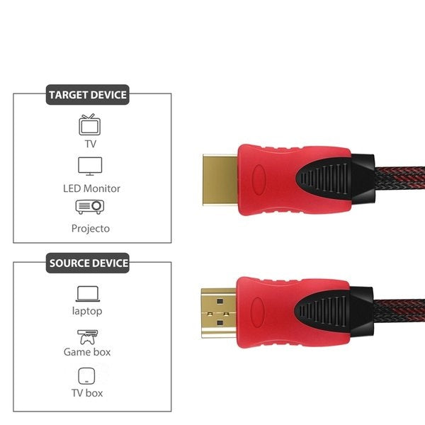 Kabel Sambungan 5 Meter Serat Jaring Cable High Quality Male to Male Extender 5M 1080P Extention Penghubung HD ke TV Proyektor Monitor