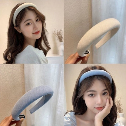 Bando Korea Busa Tebal Polos - Bandana Nagita Slavina Anak Dewasa Wanita Kain Busa Tidak Sakit Lembut Classic Pastel / Headband Cloud Import Korean Style Fashion