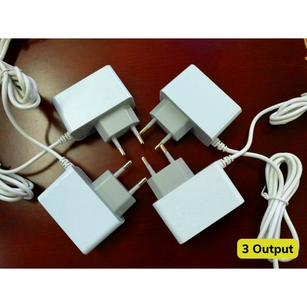 Travel Charger 3 Output 2.1A Kabel Data Casan HP Android 3in1 Dual USB Port + Kabel Micro USB