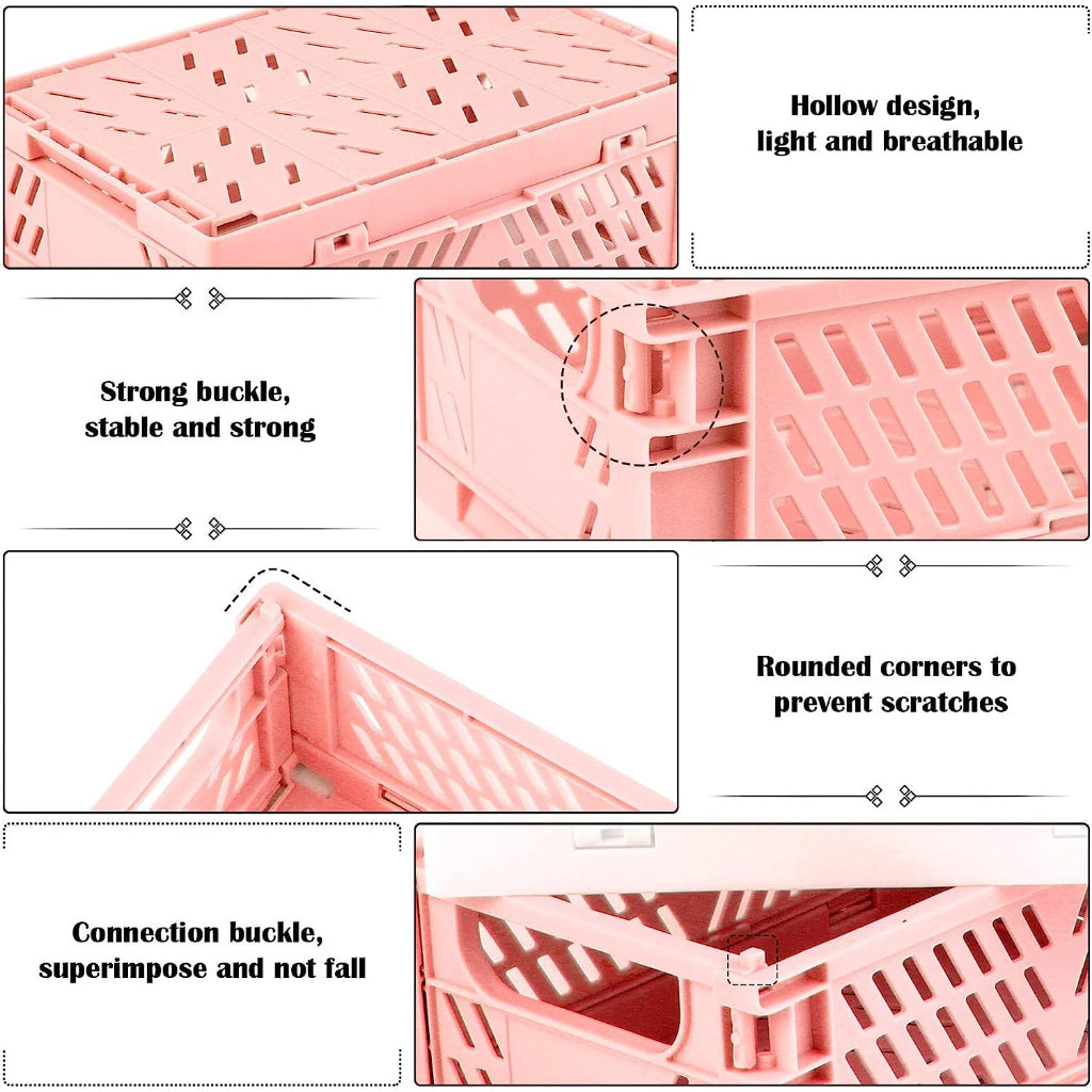 Keranjang Mini Lipat Serbaguna / Kotak Penyimpanan Aksesoris Peralatan Kantor Sekolah Anak / Foldable Box Storage Organizer Plastic / Wadah Tempat Make Up Alat Tulis Perapih Meja Aesthetic Multifungsi