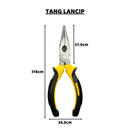 Tang Potong Kombinasi Lancip 6in1 / Peralatan Perkakas Tangan Multifungsi Anti Slip Anti Karat / Alat Bantu Potong Jepit Pembuka Kulit Kabel Fiber Kawat Penahan Meluruskan / Wire Cutting Pliers Serbaguna