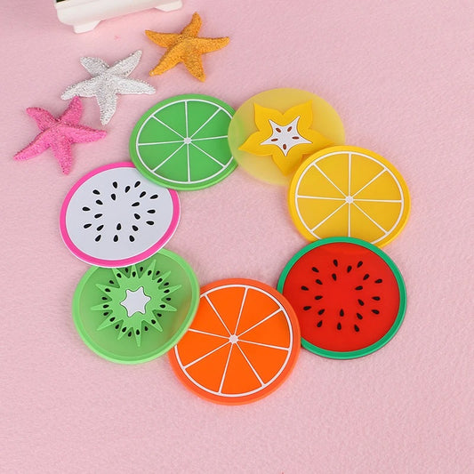 Tatakan Gelas Motif Buah Silikon Anti Panas Dingin Silicone Coasters Alas Cangkir Botol Minum Tatakan Bulat Motif Unik Lucu Anti Slip Aksesoris Dapur Serbaguna Untuk Hadiah Souvenir Pernikahan