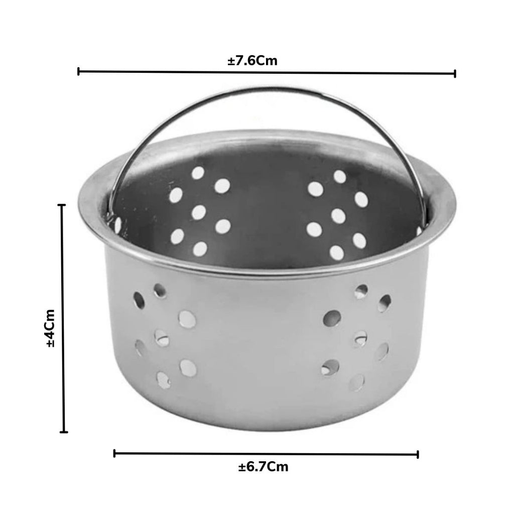 Saringan Afur Wastafel Stainless / Alat Penyaring Kotoran Sink Anti Mampet / Drain Strainer Wadah Penampungan Pembuangan Sampah Sisa Makanan Bak Cuci Piring