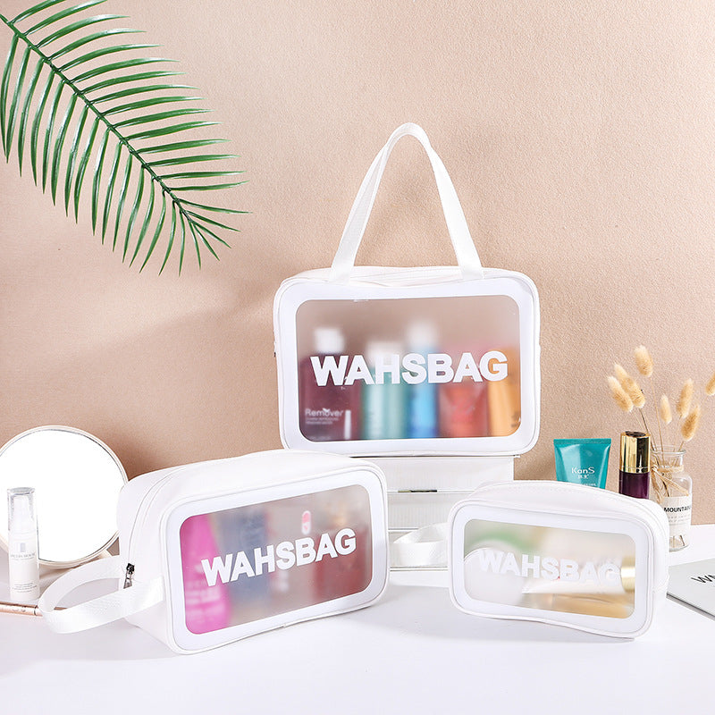 TAS WASHBAG WATERPROOF / Travel Bag Organizer Anti Air Tempat Kosmetik Alat Mandi Perlengkapan Make-up Peralatan Gadget Aksesoris Transparent Bening