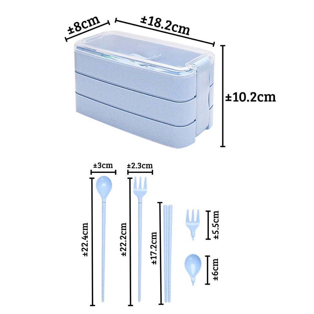 Kotak Tempat Makan 3 Susun FREE Sendok Garpu Sumpit / Lunch Box Set Bahan Jerami Gandum FOOD GRADE Berkualitas Wheatstraw / Wadah Penyimpanan Makanan 3 Tingkat / Bento Bekal Anak Sekolah Kantor Anti Tumpah Souvenir Hadiah Pernikahan Kado Ulang Tahun Anak