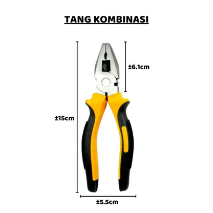 Tang Potong Kombinasi Lancip 6in1 / Peralatan Perkakas Tangan Multifungsi Anti Slip Anti Karat / Alat Bantu Potong Jepit Pembuka Kulit Kabel Fiber Kawat Penahan Meluruskan / Wire Cutting Pliers Serbaguna