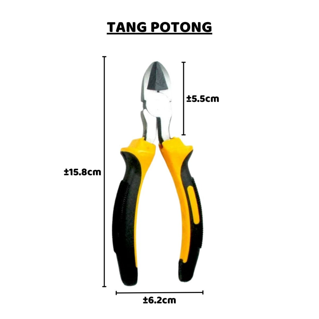 Tang Potong Kombinasi Lancip 6in1 / Peralatan Perkakas Tangan Multifungsi Anti Slip Anti Karat / Alat Bantu Potong Jepit Pembuka Kulit Kabel Fiber Kawat Penahan Meluruskan / Wire Cutting Pliers Serbaguna