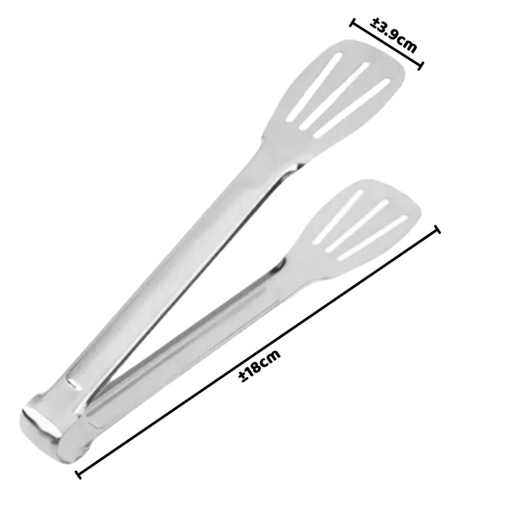 Capitan Makanan Stainless Steel 18cm / Alat Jepit Makanan Food Tongs Food Grade Jepitan Capit Roti Kue Gorengan Bakpao Spaghetti Pinset Clip Penjepit Serbaguna Anti Lengket di Dapur Rumah Tangga Cafe Restaurant Kitchen Prasmanan