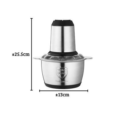 Chopper Daging Stainless 2in1 Blender 4 Mata Pisau Stainless Steel / Mesin Penggiling Daging Sayur Sayuran Buah Bumbu Serbaguna Kapasitas Besar Anti Karat Awet tahan Lama Mudah Dibersihkan Rumah tangga Restaurant Restoran Best Seller Must Have