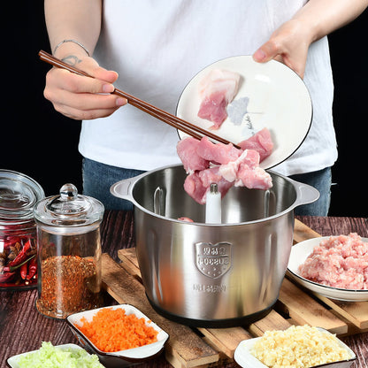 Chopper Daging Stainless 2in1 Blender 4 Mata Pisau Stainless Steel / Mesin Penggiling Daging Sayur Sayuran Buah Bumbu Serbaguna Kapasitas Besar Anti Karat Awet tahan Lama Mudah Dibersihkan Rumah tangga Restaurant Restoran Best Seller Must Have