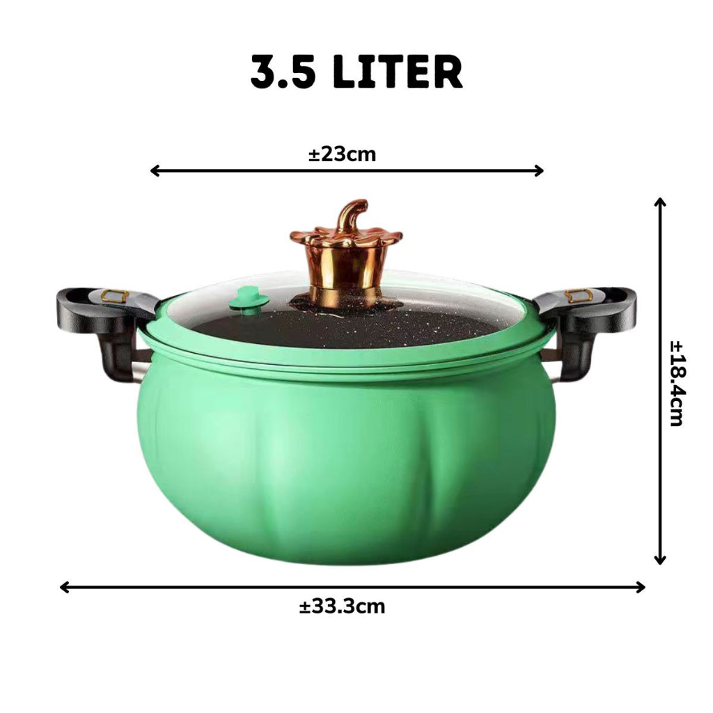 Panci Presto Bentuk Labu 3.5L 8L 3.5 Liter 8 Liter Anti Lengket Pressure Cooker Kedap Udara Teflon Ganggang / Totipotent Pot Kuali Masak Bulat Model Waluh Pumpkin / Tempat Memasak Pelunak Daging & Ayam Food Grade Hadiah Kado Pernikahan Pindahan Rumah