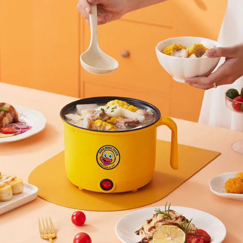 Panci Listrik Serbaguna 0.8 Liter Dengan Kukusan / Wajan Penggorengan Untuk Memasak Sayur Hot Pot Rebus Kukus Soup Shabu Steamboat Bubur / Electric Pot With Steamer 0.8L / Panci Elektrik 2in1 Ala Korea Jepang Stainless Anti Lengket