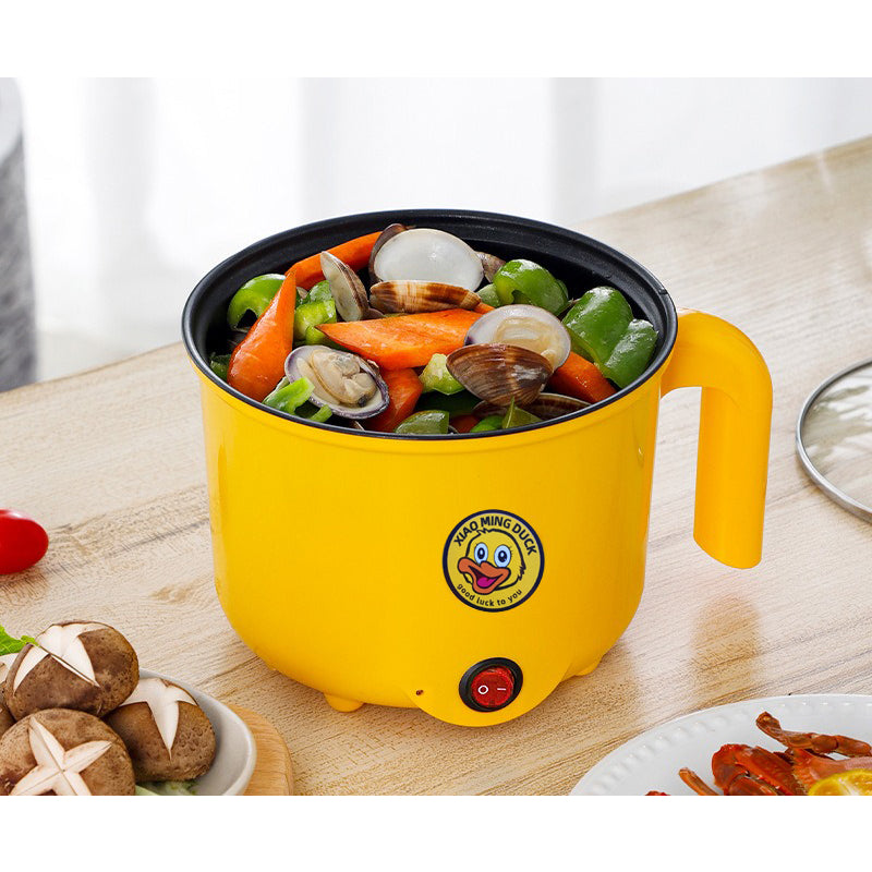 Panci Listrik Serbaguna 0.8 Liter Dengan Kukusan / Wajan Penggorengan Untuk Memasak Sayur Hot Pot Rebus Kukus Soup Shabu Steamboat Bubur / Electric Pot With Steamer 0.8L / Panci Elektrik 2in1 Ala Korea Jepang Stainless Anti Lengket