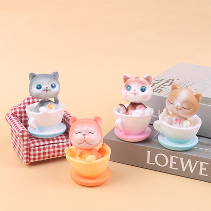 Hiasan Pajangan Kucing Goyang / Hias Dashboard Meja Kerja Belajar Rumah Kamar Ruangan Bentuk Cup Cangkir Geleng Kepala / Miniatur Dekorasi Mini Rocking Cat Car Decoration / Mainan Patung Hobby Kucing Pajang Interior Aksesoris Travel Unik Lucu