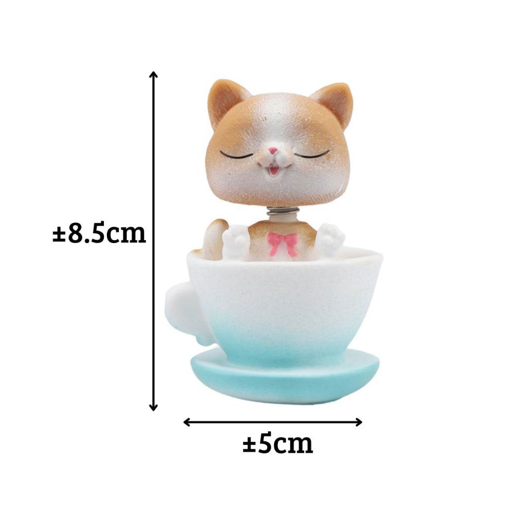 Hiasan Pajangan Kucing Goyang / Hias Dashboard Meja Kerja Belajar Rumah Kamar Ruangan Bentuk Cup Cangkir Geleng Kepala / Miniatur Dekorasi Mini Rocking Cat Car Decoration / Mainan Patung Hobby Kucing Pajang Interior Aksesoris Travel Unik Lucu