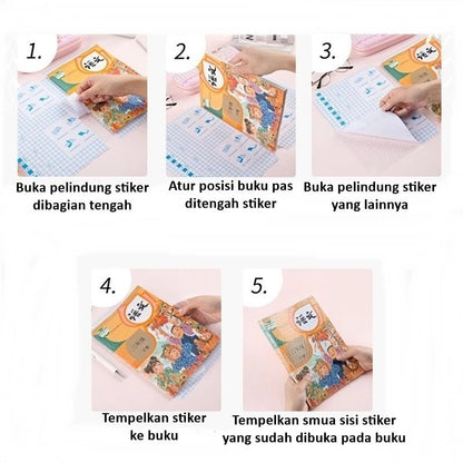 Sampul Buku Diamond + Label Nama / Sticker Menyampul Transparan Tahan Air Anti Gores Tidak Licin Pelindung Peta Dokumen Poster Buku Tulis Pelajaran Sekolah Kampus Stiker Tempelan Bening Anti Kotor Sobek Lecek Rusak