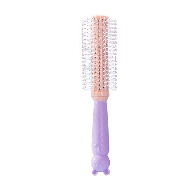 Cermin - Sisir Gagang Bunny Bulat Oval Roll Silikon Gigi Halus Lembut Mirror Comb Handle Travel / Sikat Pijat Rambut Lurus Keriting Basah Kering Anti Rontok Anti Kusut / Kaca Rias Makeup Wajah Motif Karakter Lucu Kecantikan Anak Dewasa Macaron Silicone