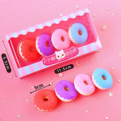 Penghapus Set Karakter 4pcs / Pengahapus Karet Eraser Bentuk Lolipop Cone Ice Cream Donut Anak Sekolah TK SD SMP SMA Unik Lucu Hadiah Ulang Tahun Warna Warni Macaron Pastel