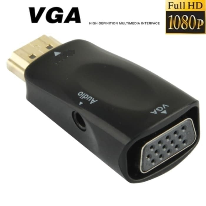 Converter (MALE) to VGA (FEMALE) with Port Audio - Full HD 1080p / Socket Konverter Kepala Colokan Sambungan Plug and Play Kabel TV Laptop Proyektor Projector Raspberry Pi Mofana Mofan Accessories Acc Mofanaccessories