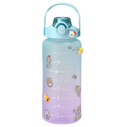 Botol Minum Motivasi Viral 2 Liter Jumbo FREE STICKER / Tumbler Nagita Warna Gradasi Pelangi / Wadah Air 2L FOOD GRADE / Tritan Botol Hits Penanda Waktu Minum 2000ML Dengan Tutup Pengunci / Bottle Penyimpanan Air Anti Tumpah Untuk Anak Dewasa