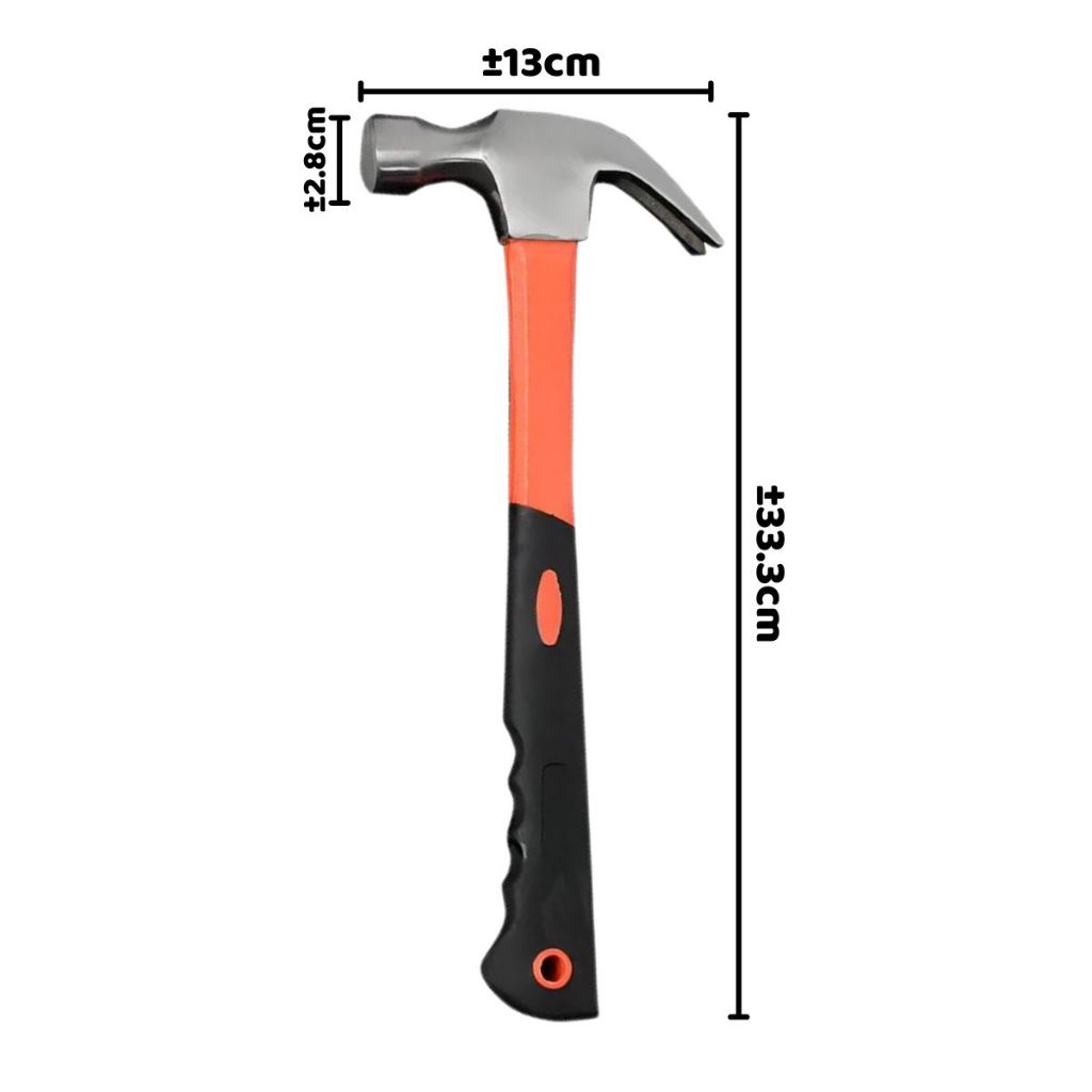 Palu Kambing Martil Gagang Fiber Anti Slip / Alat Pertukangan Bangunan Penghancur Tembok Pencabut Paku / Cungkil Model Handle Bergerigi / Claw Hammer Peralatan Tangan Perlengkapan Perkakas Bahan Besi Anti Karat Super Kokoh Multifungsi