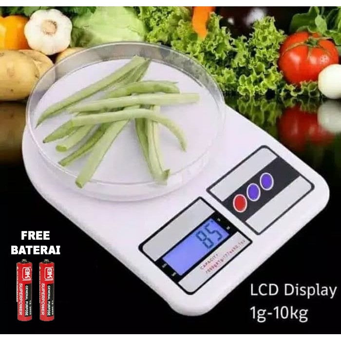 Timbangan Dapur Digital SF400 10Kg FREE BATERAI Kitchen Scale SF 400 Kapasitas Kue Tepung Bahan LCD