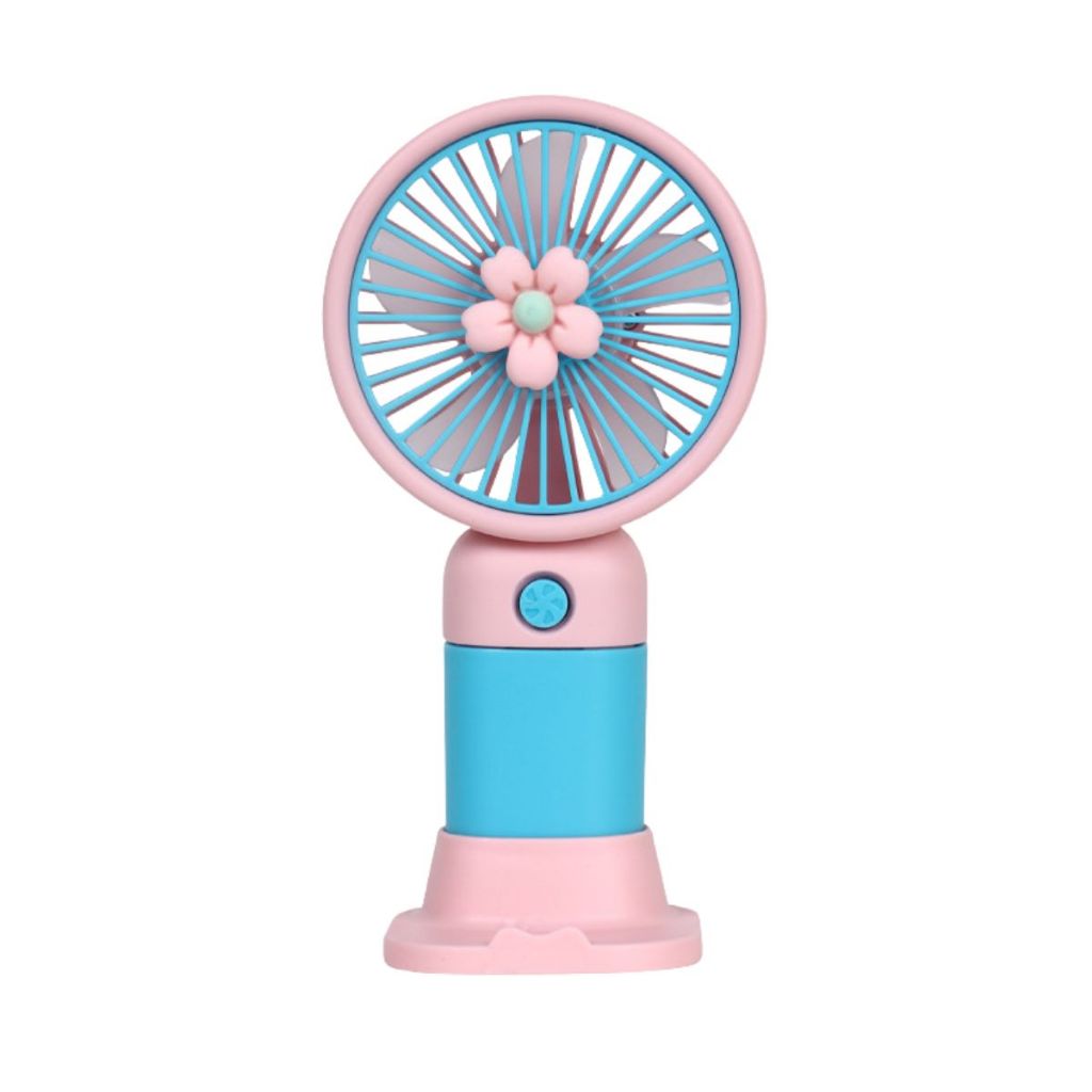 Kipas Angin Genggam Tangan Motif Bunga 2in1 + Holder Penyangga HP / Handy Mini Fan Portable Rechargeable Elektrik Karakter Lucu Travel Size Travelling Outdoor Konser Piknik Pantai Jogging CFD Jalan Luar Ruangan Make Up Skincare Kamar Emergency Multifungsi