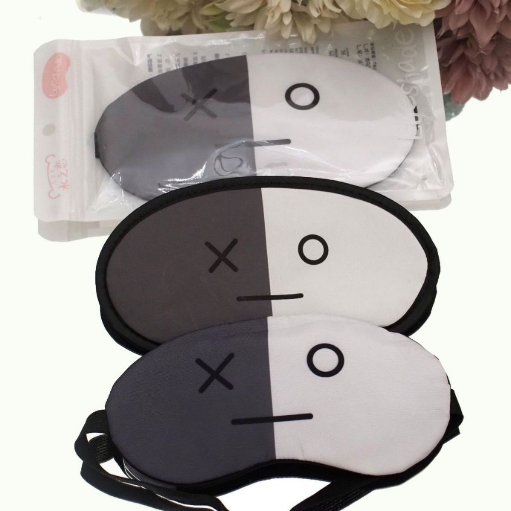 Penutup Mata Karakter Ekspresi / Sleeping Eye Mask / Masker Tutup Kantung Tidur Motif Boneka Lucu Bahan Halus Lembut / Eye Cover Cute Dengan Es Gel Pendingin Panas Rileksasi Untuk Travelling Pesawat Kereta Mobil Multifungsi