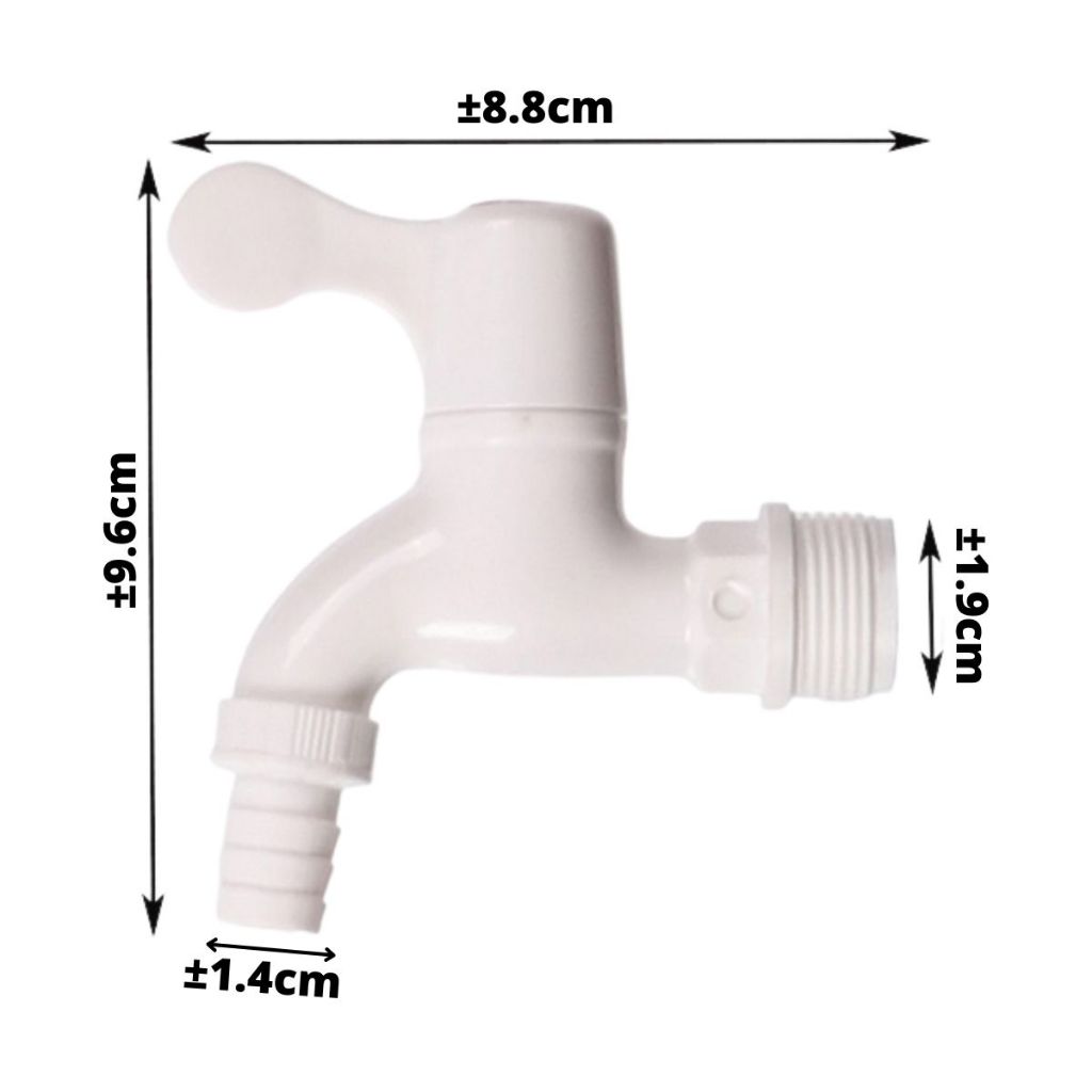 Kran Air Plastik PVC Model Engkol Tap Water Faucet Untuk Kamar Mandi Wastafel Toilet Taman Tempat Wudhu / Keran Tembok Bahan Berkualitas Anti Pecah Tahan Lama Ergonomis Multifungsi