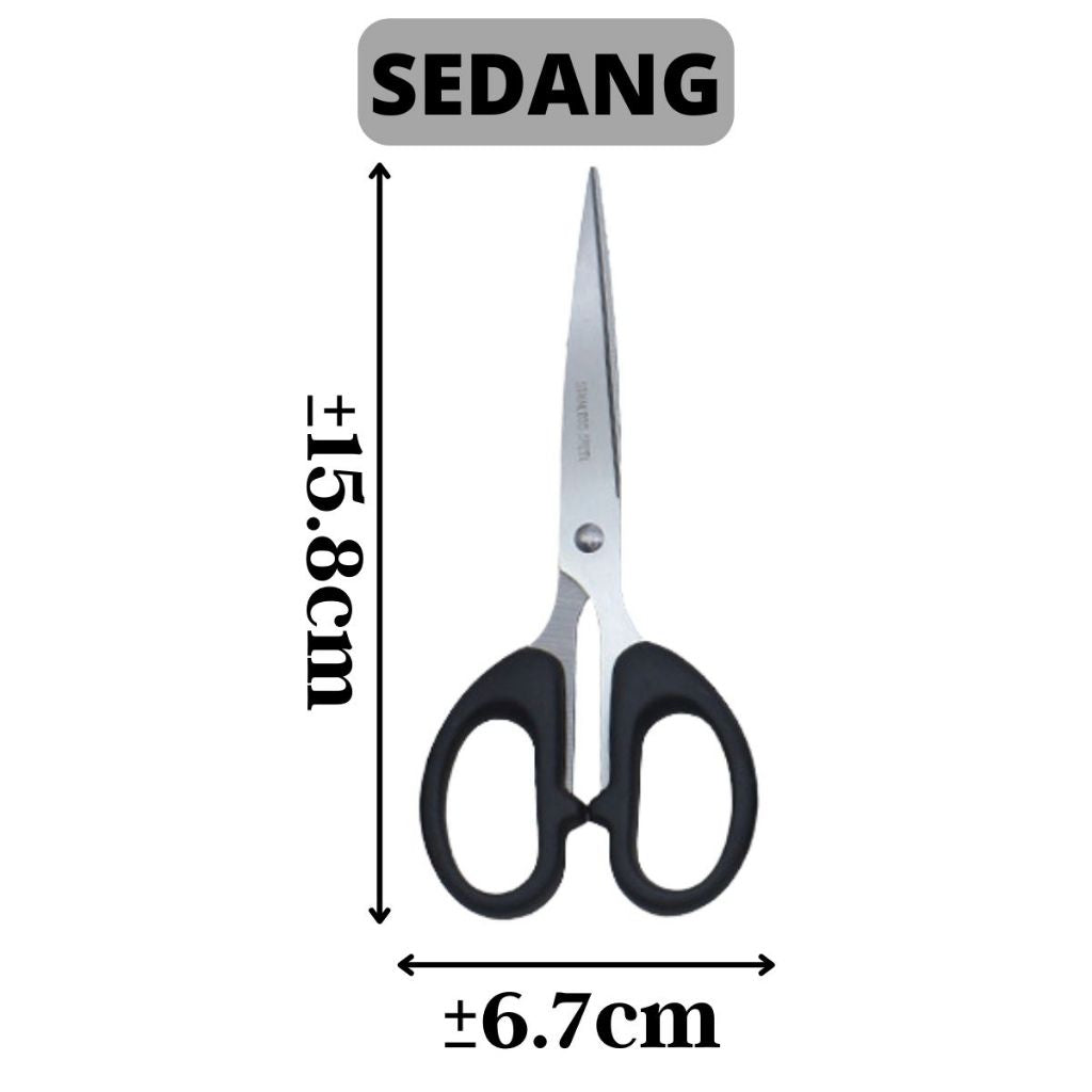 Gunting Stainless Serbaguna 12cm 16cm 20cm / Alat Pemotong Kertas Kain Benang Selotip Plastik Dapur Paket Makanan Potong Scissors Panjang Gagang Hitam Pisau Tajam Anti Karat Perlengkapan ATK Anak Sekolah Kantor Super Kokoh 12 16 20 cm Terlaris Termurah