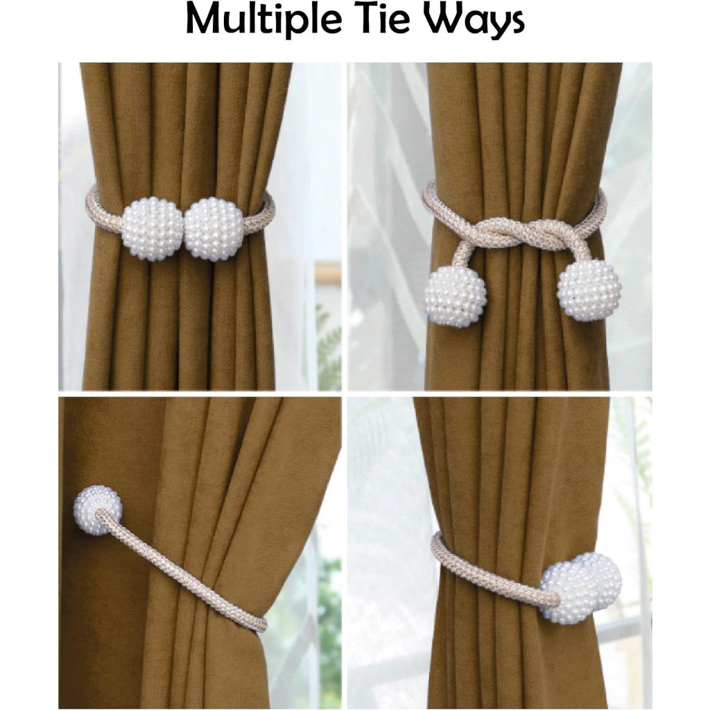 Tali Pengikat Gorden Model Clip Mutiara Kecil / Jepitan Pengait Pengencang Ikat Hordeng Untuk Dekorasi Tirai Jendela Rumah Kamar Ruang Tamu / Curtain Tie Rope Ball / Aksesoris Interior Ruangan Aesthetic Import Praktis Multifungsi