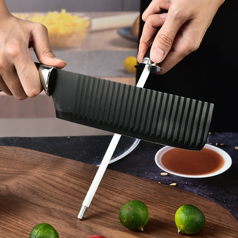 Pisau Dapur Set 6 Pcs Bahan Stainless Steel Anti Lengket Warna Hitam Non Slip / Black Kitchen Knife 6 in 1 Chopper Chef Knife Gunting Peeler Paring Utility Piso Daging Buah Sayur Roti Super Tajam Elegan Tahan Karat Souvenir Hadiah Pindah Rumah Tukar Kado