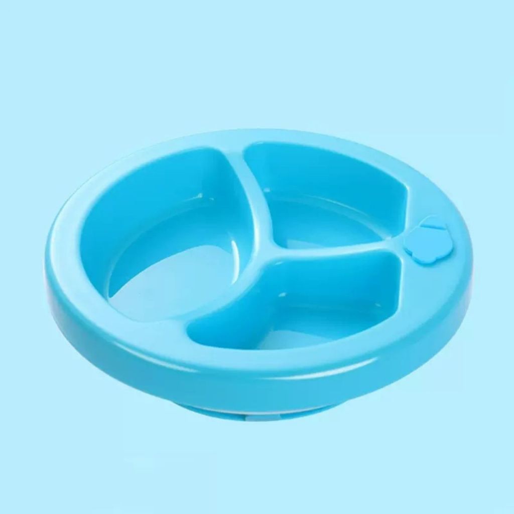 Piring Penghangat Makanan Bayi 3 Sekat Bahan Plastik / Baby Water Insulation Plate Silicone BPA FREE Tahan Panas / Wadah Tempat Makan Bubur Sayur Anti Tumpah / Mangkuk Sekat Perlengkapan Mpasi Balita Batita Anti Slip Food Grade