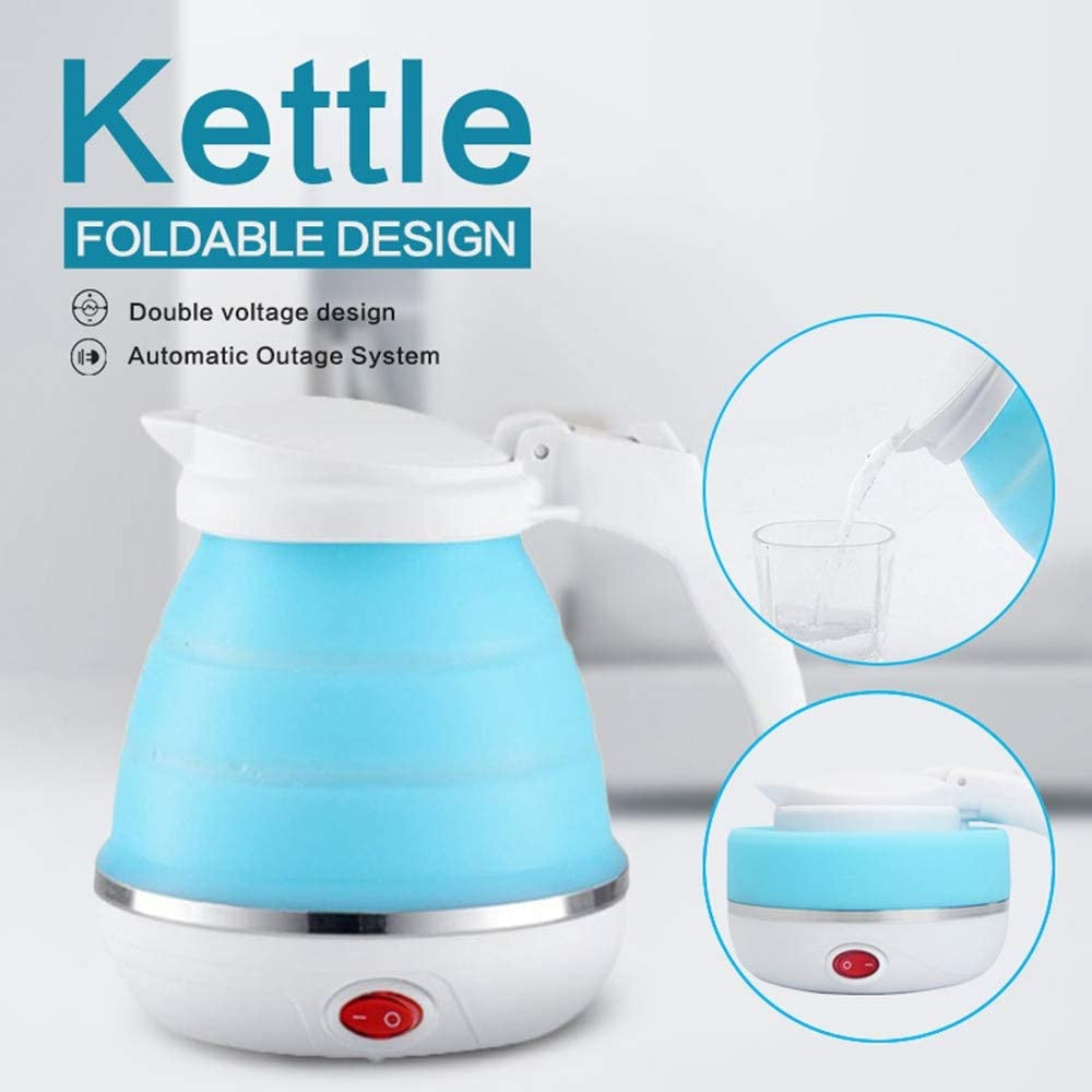 Teko Listrik Portable / Teko Lipat Mini Alat Pemanas Air 600ml Untuk Kopi Susu Teh Elektrik Low Watt / Folding Kettle Electric Bahan Silicone Berkualitas BPA FREE / Ketel Elektrik Untuk Travelling Camping Piknik Hiking Backpacker Travel Size Multifungsi