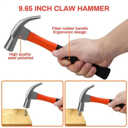 Palu Kambing Martil Gagang Fiber Anti Slip / Alat Pertukangan Bangunan Penghancur Tembok Pencabut Paku / Cungkil Model Handle Bergerigi / Claw Hammer Peralatan Tangan Perlengkapan Perkakas Bahan Besi Anti Karat Super Kokoh Multifungsi