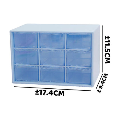 Kotak Laci 9 Sekat Serbaguna / Storage Box Drawer Susun Tempat Penyimpanan Slot Perhiasan Peralatan Make Up Kosmetik Aksesoris Headset Jarum Benang / Rak Organizer Lemari Meja Rias Minimalis 9 Layer Transparan Stationary Alat Tulis Sekolah Kantor