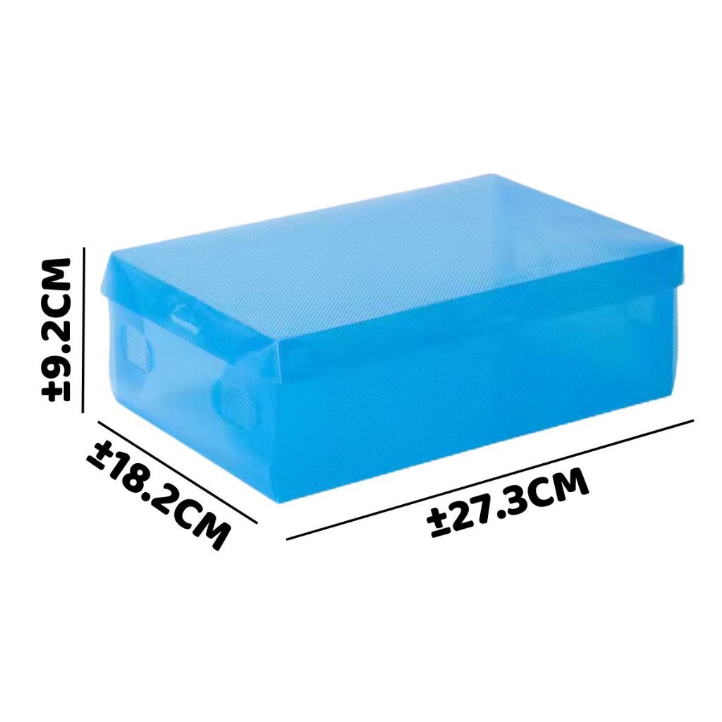 Kotak Sepatu Bahan Plastik Transparan Tebal / Shoes Storage Box Organizer Tempat Penyimpanan Sandal Heels Warna-Warni Serbaguna / Rak Wadah Lipat Susun Multifungsi