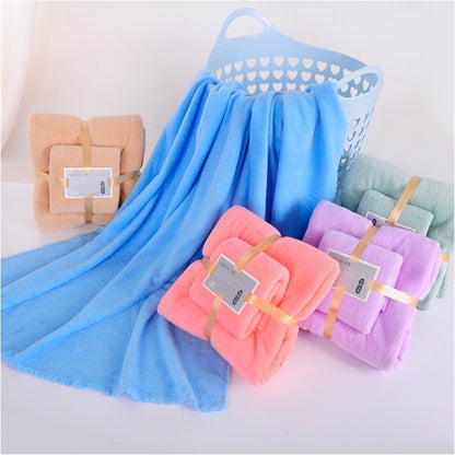 Set Handuk Mandi 2in1 Bahan Halus / Quick Drying Bath Towel Kain Bulu Karang Lembut Tebal Serap Air Cepat Kering / Handuk Badan Wajah Anak Dewasa Warna Pastel Untuk Hadiah Kado Pernikahan Souvenir Pindah Rumah Tukar Kado Serbaguna Berkualitas