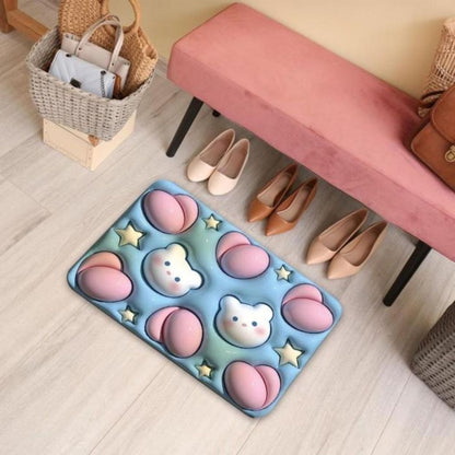 Keset Kaki Diatomite Persegi Motif Gambar 3D Lap Kaki Kamar Mandi Dapur Anti Bau Doormat Anti Slip Karpet Alas Lantai Untuk Pintu Masuk Kamar Mandi Ruang Tamu Floor Mat Lentur Nyerap Air